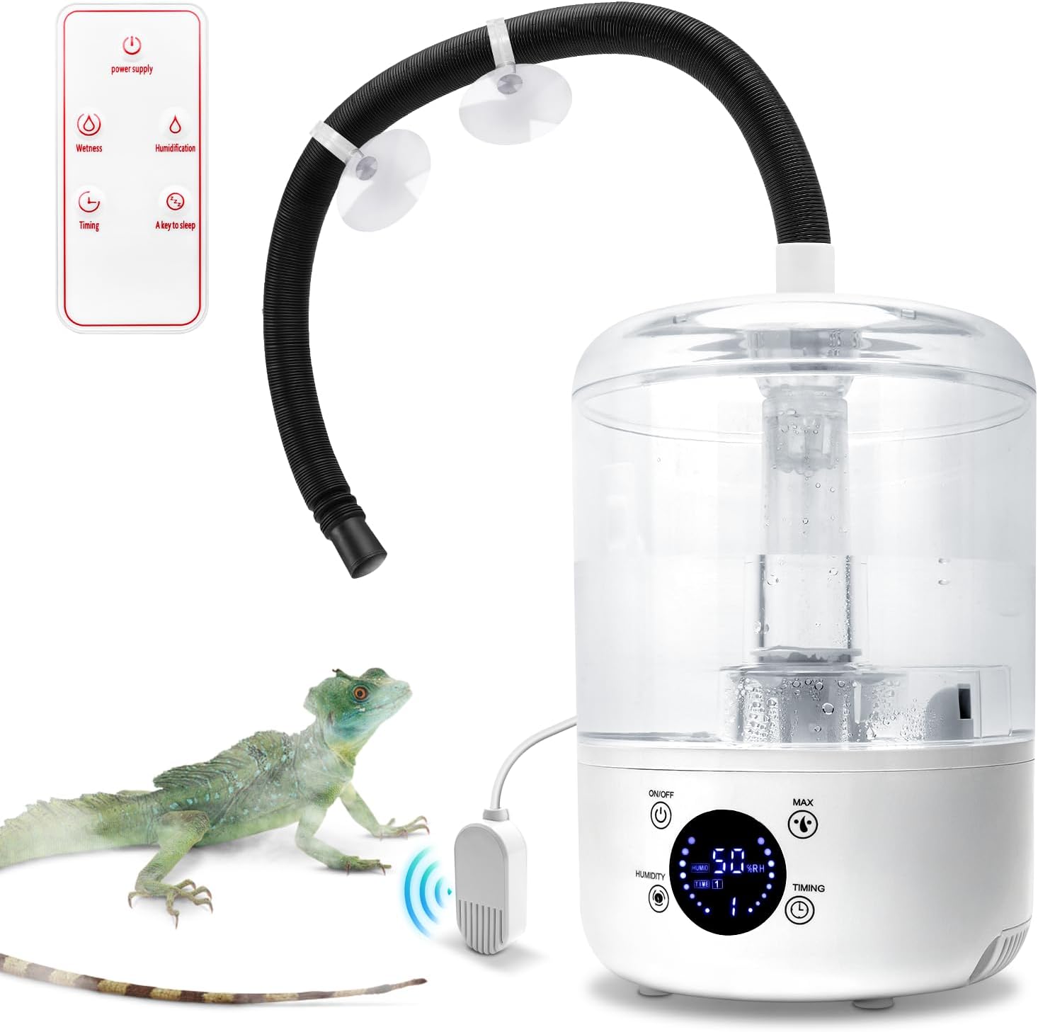 Reptile Humidifier Fogger - 4L Reptile Fogger with Humidity Control Sensor, Timer & 3 Adjustable Mist Levels, Touch & Remote Control, Reptile Mister for Reptiles Amphibians Snake Herps