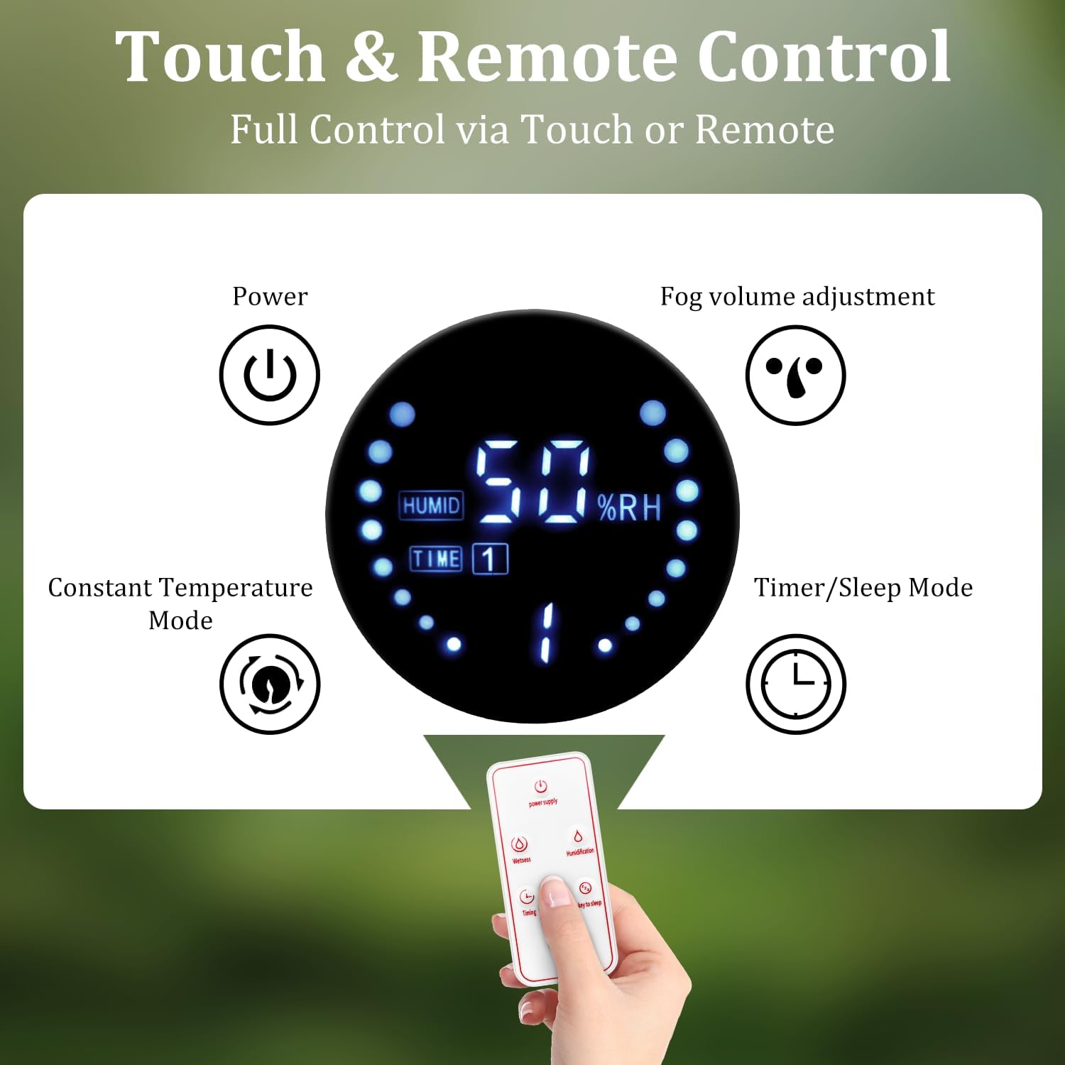 Reptile Humidifier Fogger - 4L Reptile Fogger with Humidity Control Sensor, Timer & 3 Adjustable Mist Levels, Touch & Remote Control, Reptile Mister for Reptiles Amphibians Snake Herps