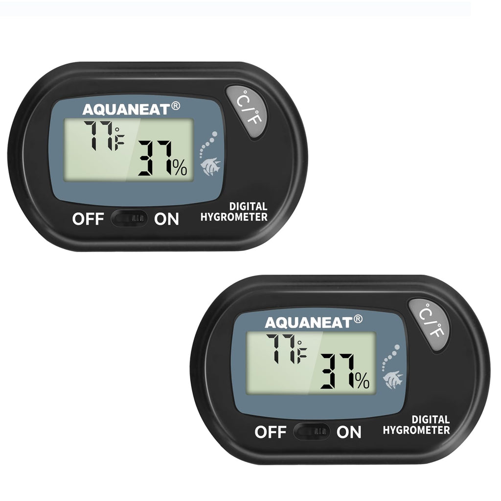 AQUANEAT Reptile Thermometer Hygrometer Digital Display Temperature and Humidity Moniter for Reptiles Rearing Box with Suction Cup