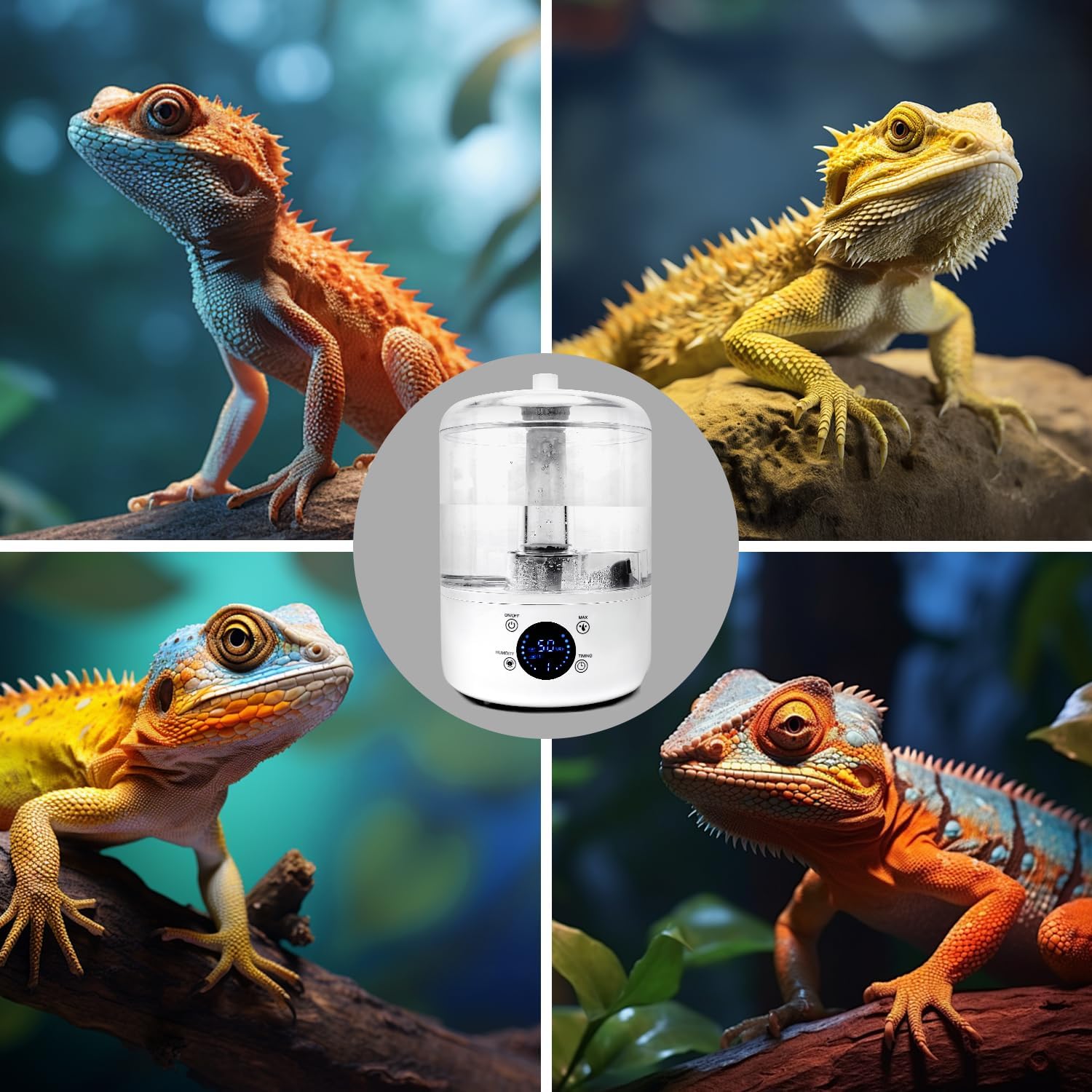 Reptile Humidifier Fogger - 4L Reptile Fogger with Humidity Control Sensor, Timer & 3 Adjustable Mist Levels, Touch & Remote Control, Reptile Mister for Reptiles Amphibians Snake Herps